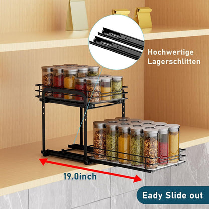 Ausziehbares Gewürzregal Schrank Organizer 2 Etagen Küche Organizer