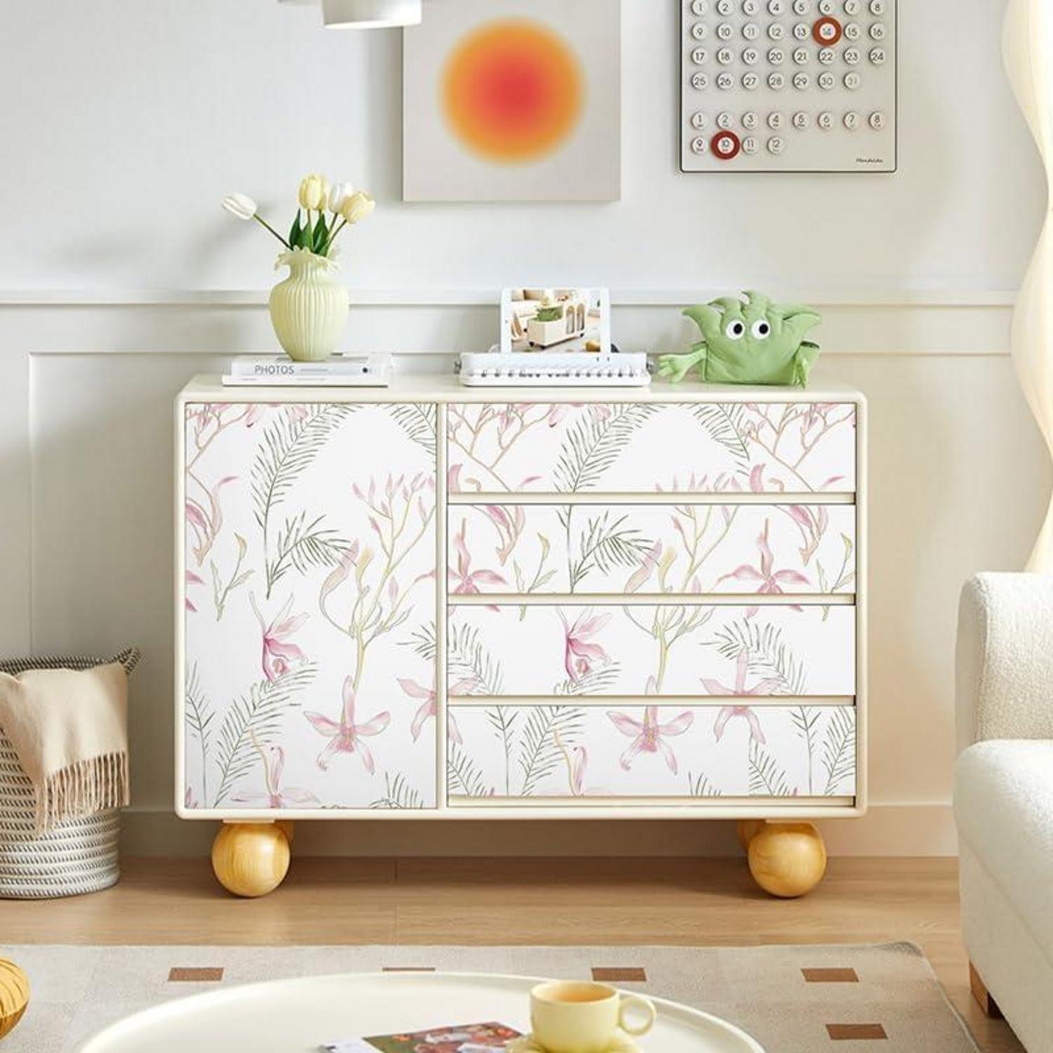 Selbstklebende Blumen Tapete 44x300cm Rosa PVC Vinyl Klebefolie