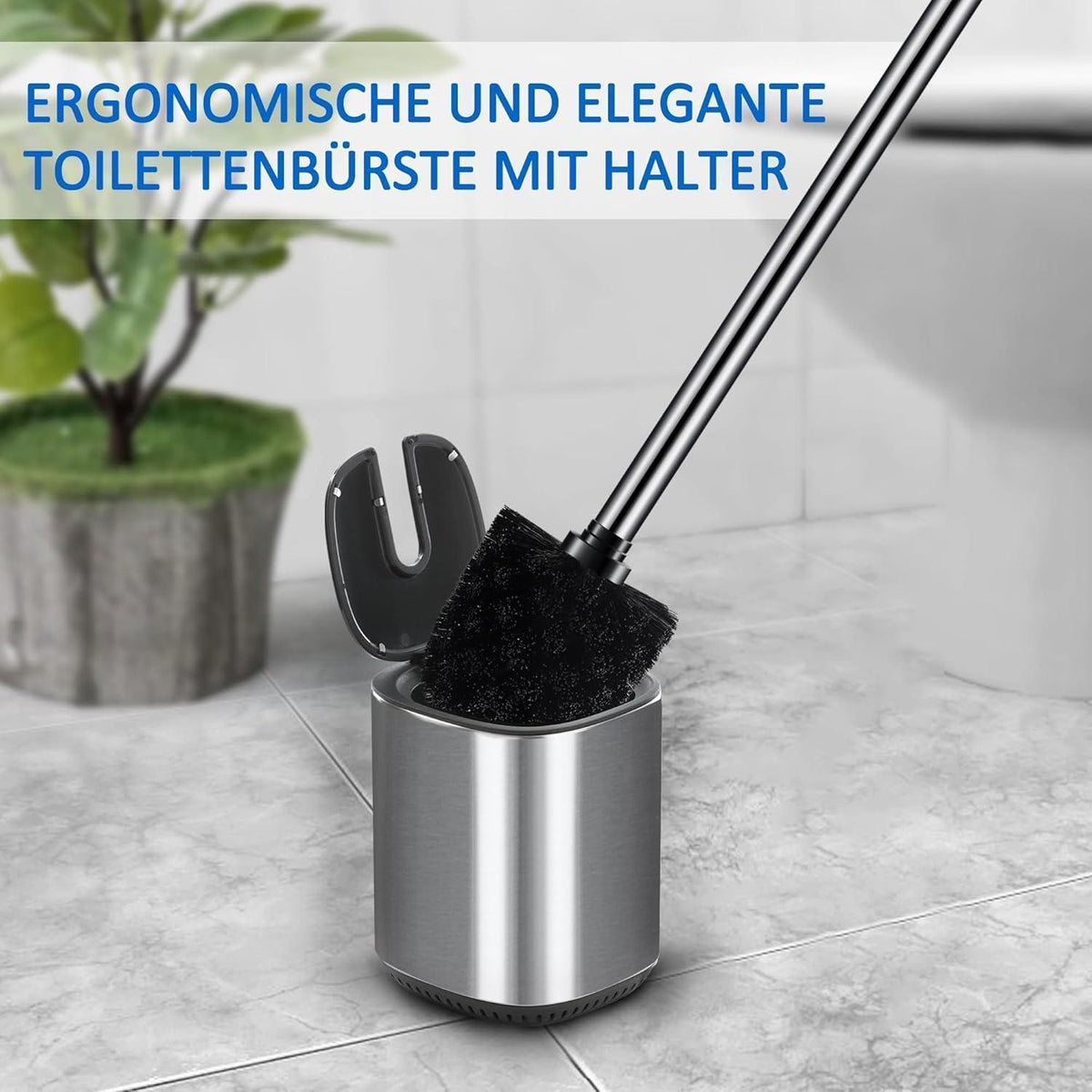 Edelstahl WC-Bürste Set mit selbstschließendem Deckel