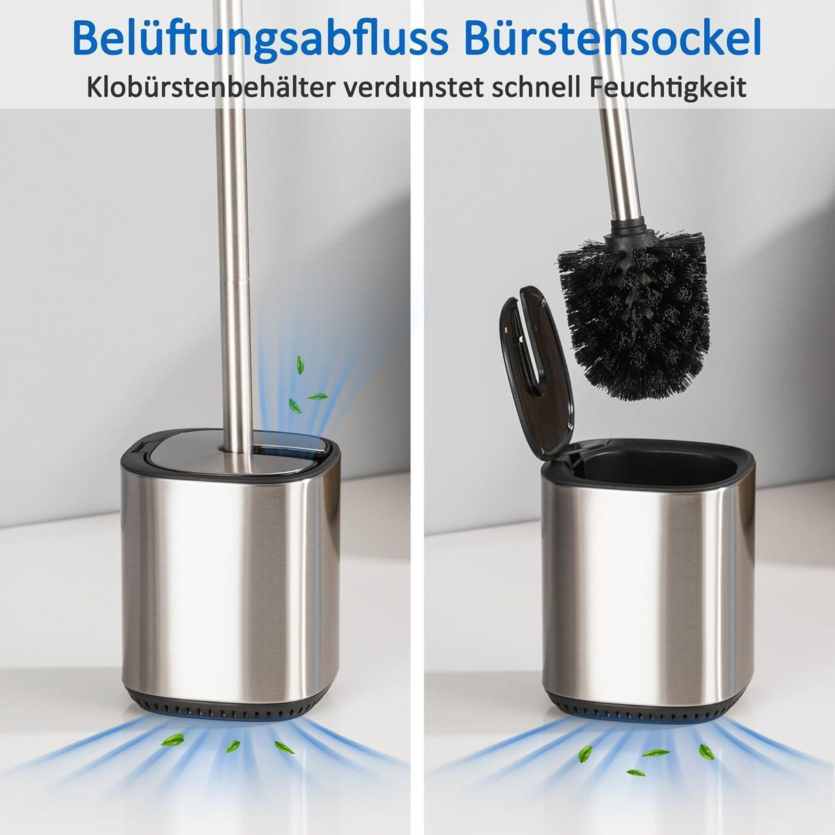 Edelstahl WC-Bürste Set mit selbstschließendem Deckel