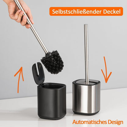 Edelstahl WC-Bürste Set mit selbstschließendem Deckel