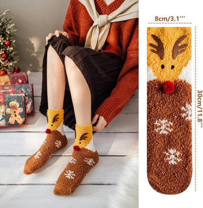 Damen Weihnachtssocken 5Paar Kuschel Haus Stoppersocken Wintersocken