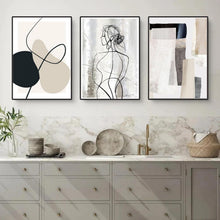 Abstraktes Leinwandbild 3er Set 30x40 cm Geometrie Wandkunst