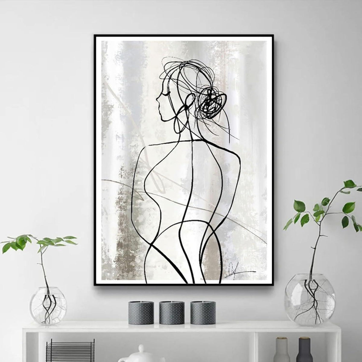 Abstraktes Leinwandbild 3er Set 30x40 cm Geometrie Wandkunst