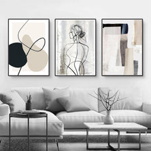 3er Set Abstrakte Geometrie Poster Leinwandbilder Wohnzimmer
