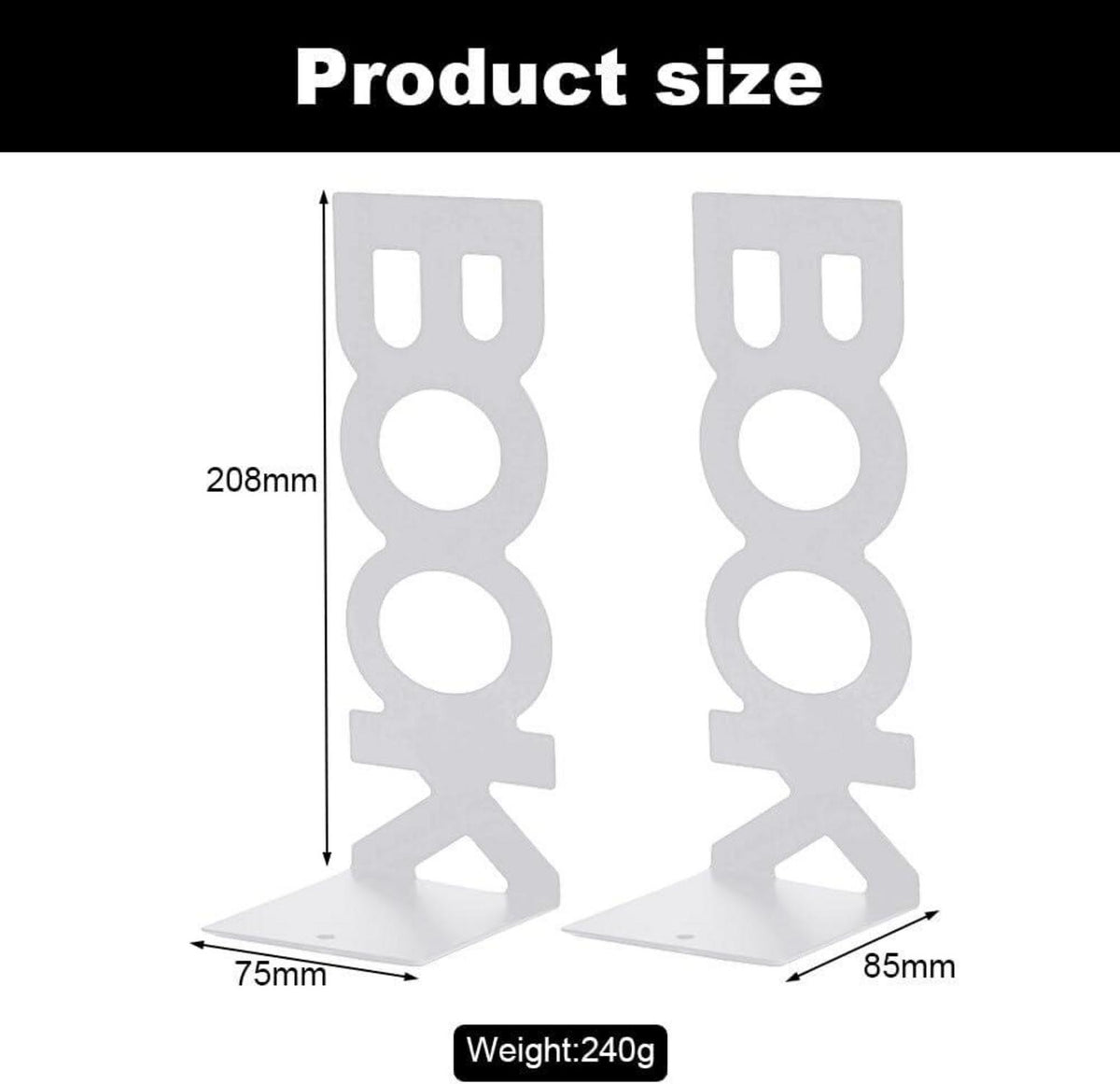 Buchstütze Metall 'Book' Weiß 4er Set Bücherhalter Organizer