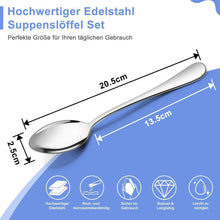 Esslöffel 6er Set Edelstahl, 20,5cm Suppenlöffel Tafellöffel, Hochglanzpoliert