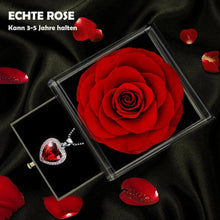 Ewige Rose Kette Silber 925 Rubin Halskette Herz Anhänger