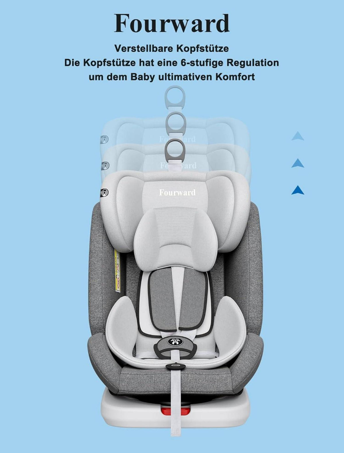 Kindersitz 360° drehbar ISOFIX Gruppe 0+1/2/3 9-36 kg Sicherheit Grau