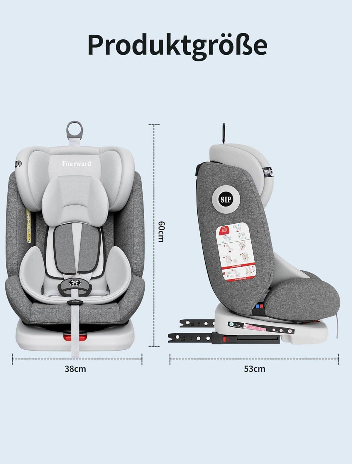Baby Autositz 360° drehbar ISOFIX Ruheposition Gruppe 0+1/2/3 9-36 kg