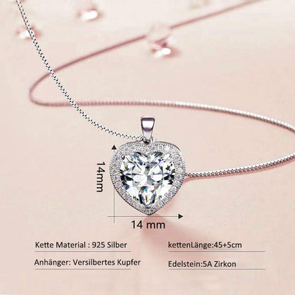 Ewige Rote Rose mit Weißer Geburtsstein Kette 925 Silber Klare Kristall Herz Halskette Infinity Rosenbox Mama Valentinstag Geschenk