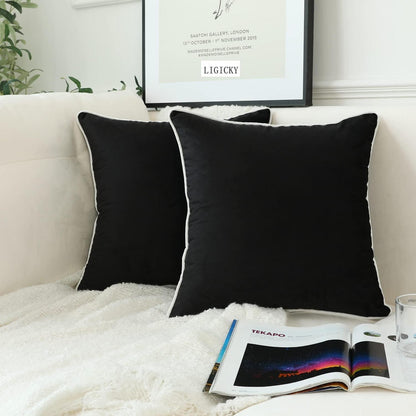 2x Samt Kissenbezug 40x40 cm Schwarz – Luxus Deko Kissen