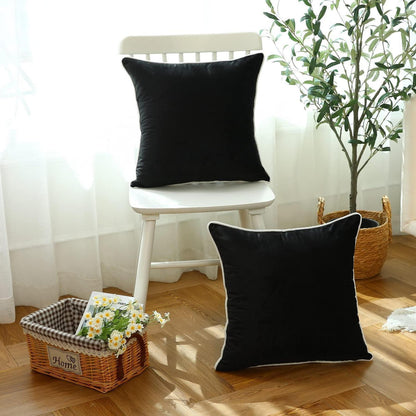 2x Samt Kissenbezug 40x40 cm Schwarz – Luxus Deko Kissen