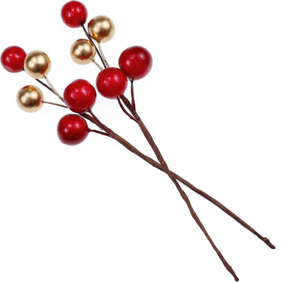 Künstliche Beeren Picks 20 Stück Weihnachtsbaum Deko gold rot