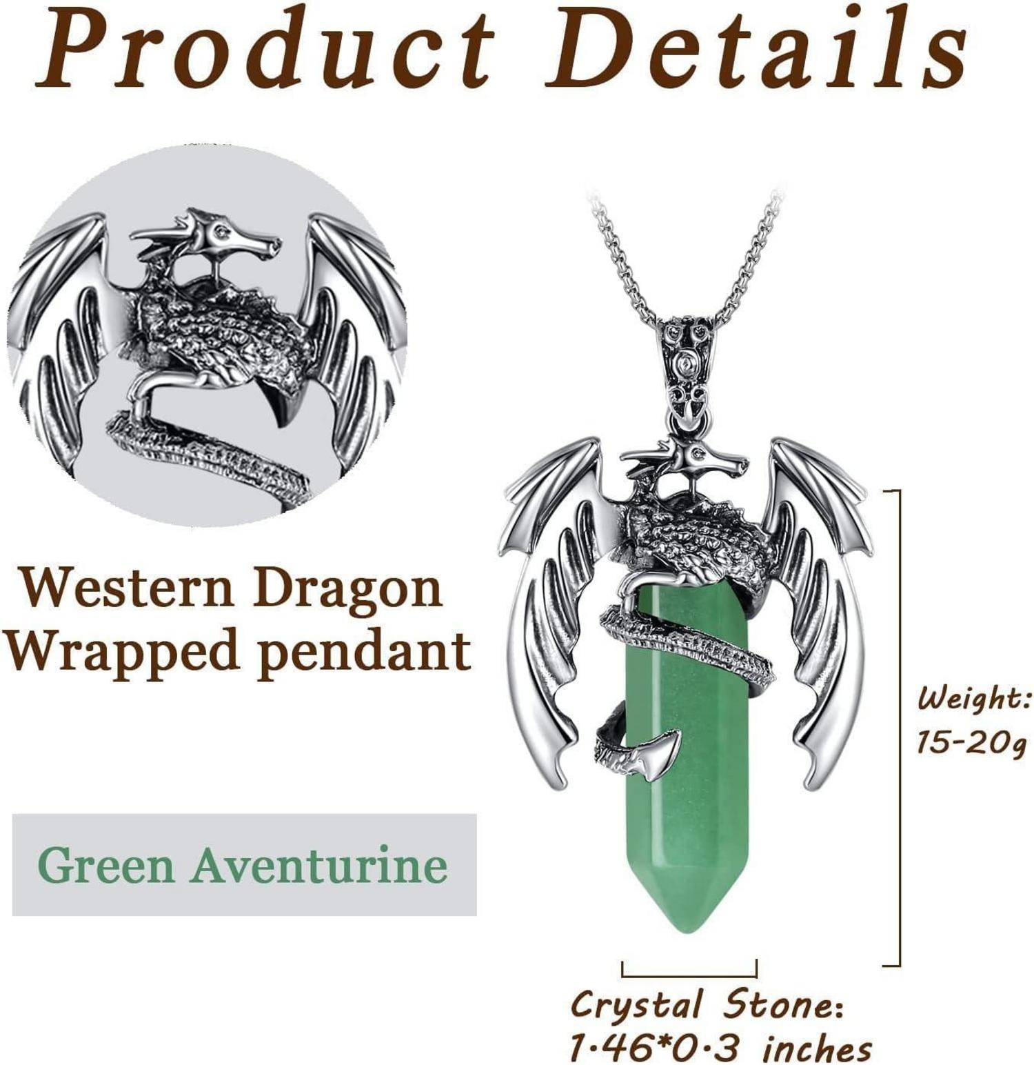 XIANNVXI Drachen Kette Herren Grün Aventurin Edelstahl Halskette