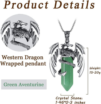 XIANNVXI Drachen Kette Herren Grün Aventurin Edelstahl Halskette