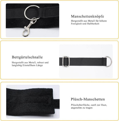 BDSM Fesselset mit Augenbinde, Peitsche und Nippelklemmen