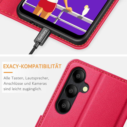 Samsung Galaxy A05s Handyhülle Leder Rot Kartenfächer Standfunktion