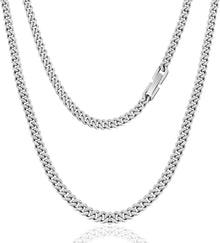 Edelstahl Silber Panzerkette Cuban Link 5/6mm für Männer Frauen Länge