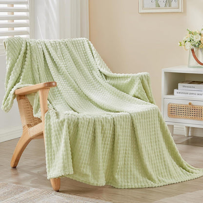 Kuscheldecke 3D-Touch Sherpa Flanell 150x200cm Avocado Grün