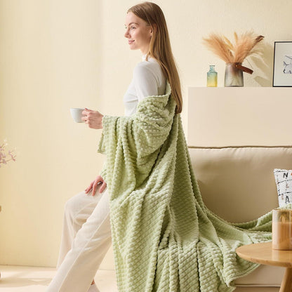 Kuscheldecke 3D-Touch Sherpa Flanell 150x200cm Avocado Grün