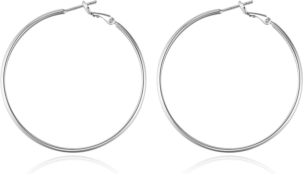925 Sterling Silber Creolen Ohrringe für Damen, Große Dünne