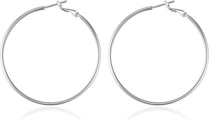 925 Sterling Silber Creolen Ohrringe für Damen, Große Dünne