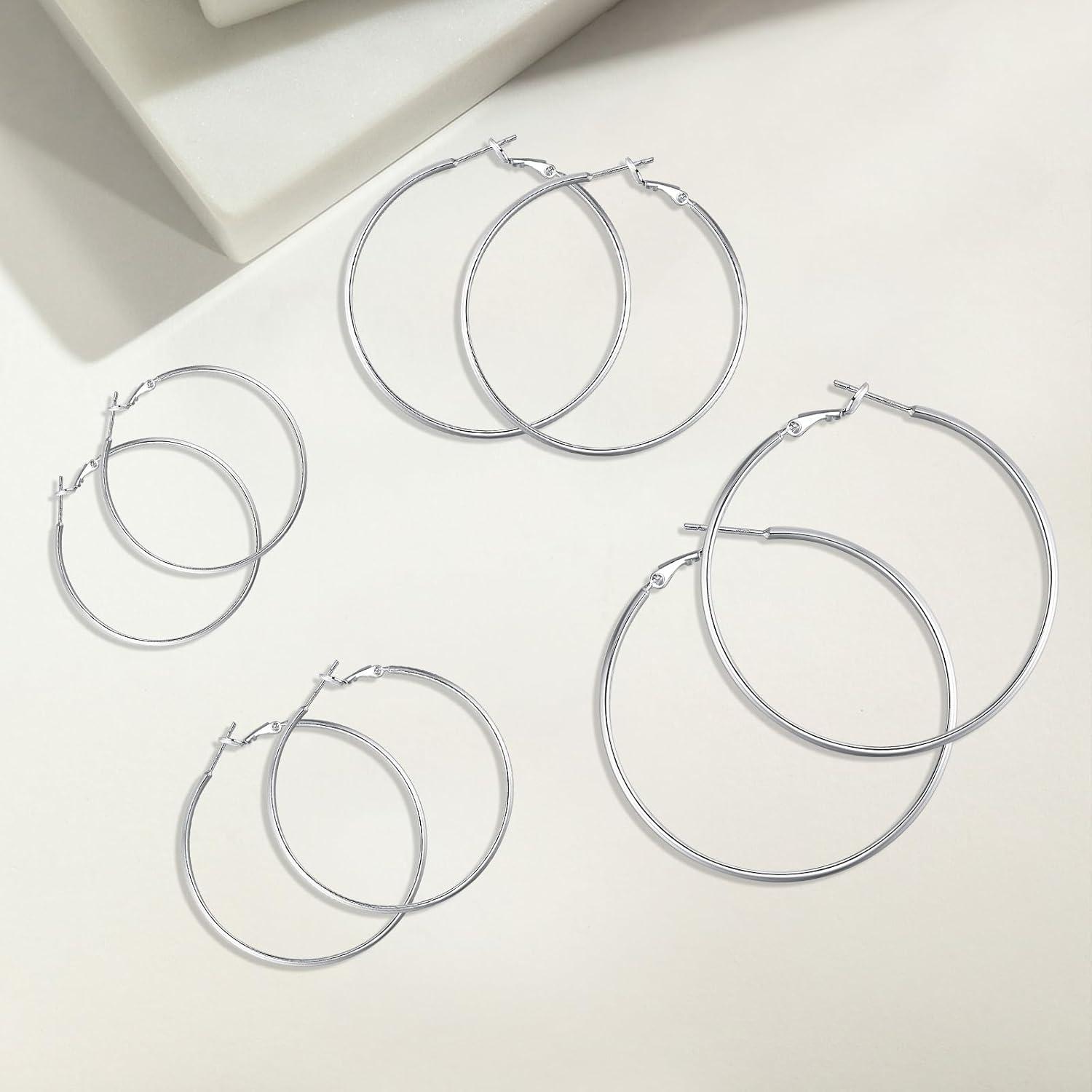 Große 925 Sterling Silber Creolen Ohrringe für Damen - Hypoallergen