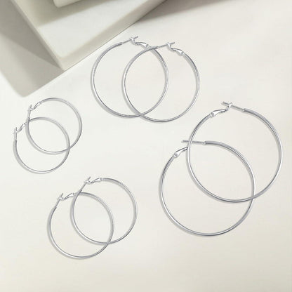 Große 925 Sterling Silber Creolen Ohrringe für Damen - Hypoallergen