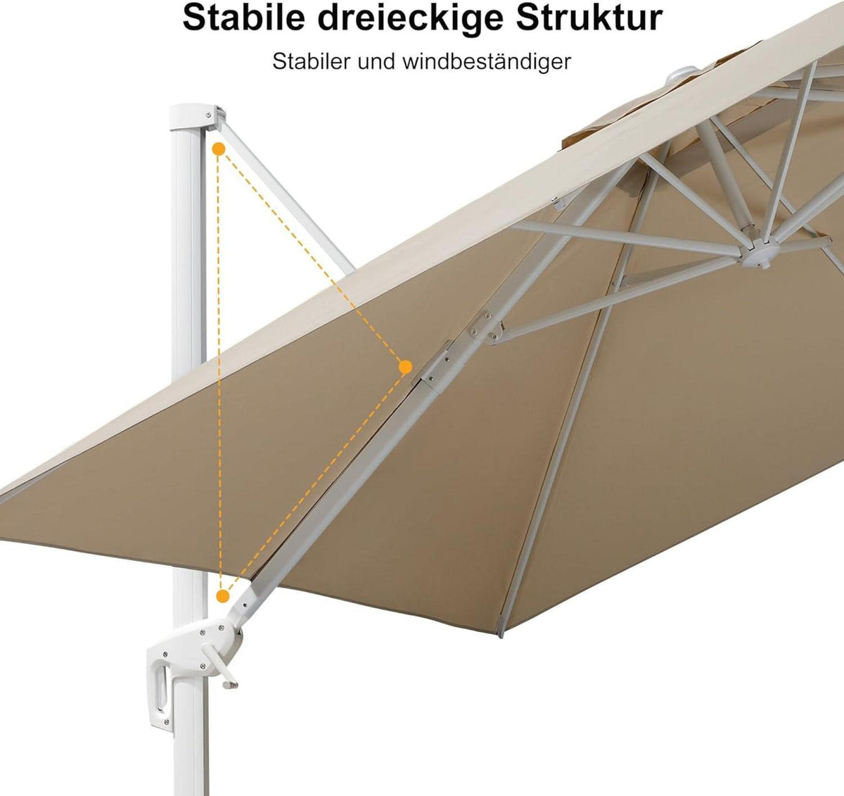 PURPLE LEAF Ampelschirm Rechteckig 270x350 cm Beige mit Kurbel