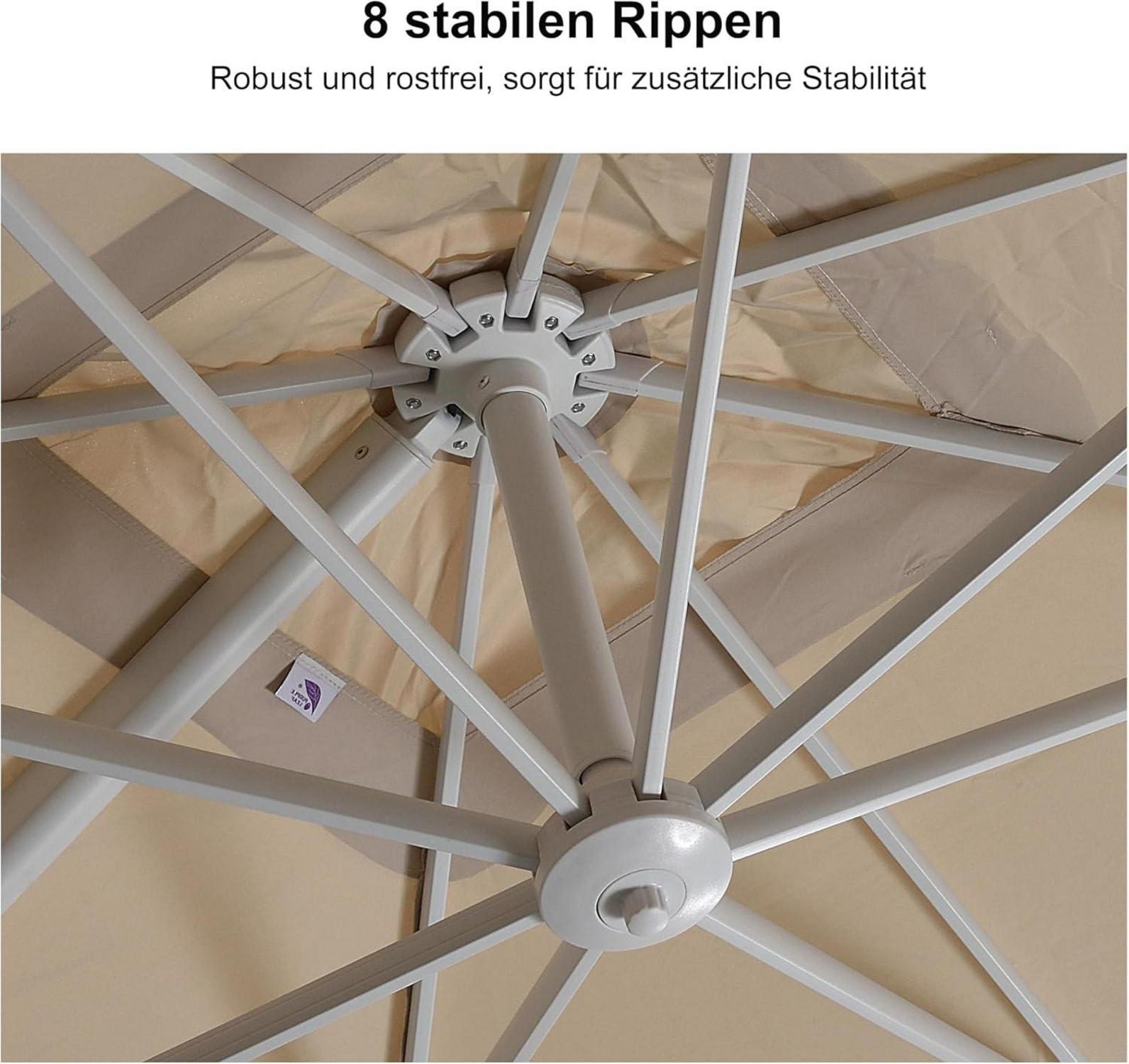 Ampelschirm Rechteckig 300x400 cm Beige UV-beständig Aluminium