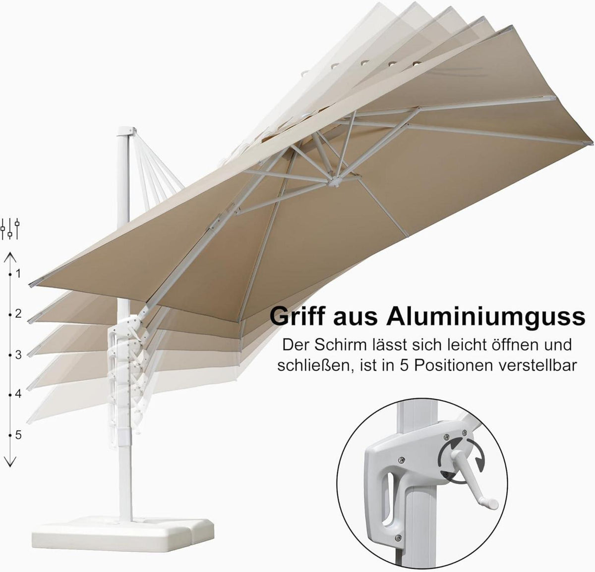 Sonnenschirm Ampelschirm 300x300 cm Aluminium Gestell