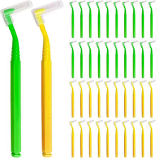 40 L-förmige Interdentalbürsten für Zahnreinigung - Gelb Grün