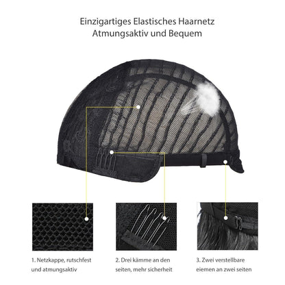 Schwarze Lockenperücke 65cm – Synthetisch, Spitze vorne