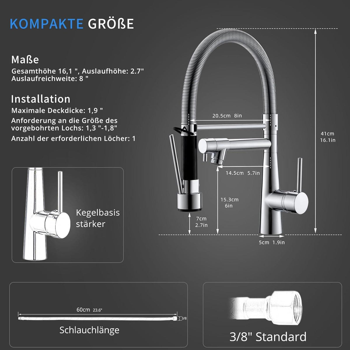 TIMACO Wasserhahn Küche Chrom Schloss Brause Ausziehbar