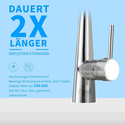 LED Wasserhahn Küche Chrom mit Schloss Brause Ausziehbarhc Schwenkbare