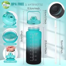 2L Trinkflasche BPA Free mit Zeitmarkierung Strohhalm & Lock