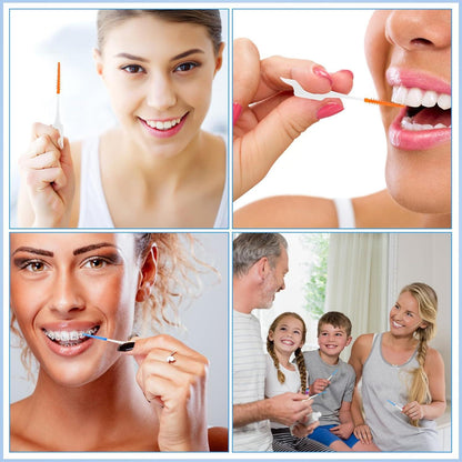 200 Stück Interdentalbürsten Silikon Zahnzwischenraumbürsten Box