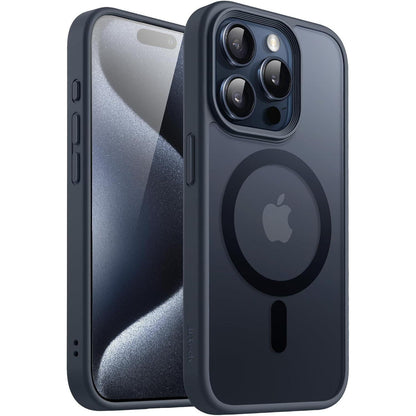 iPhone 15 Pro Hülle MagSafe matt durchscheinend blau stoßfest