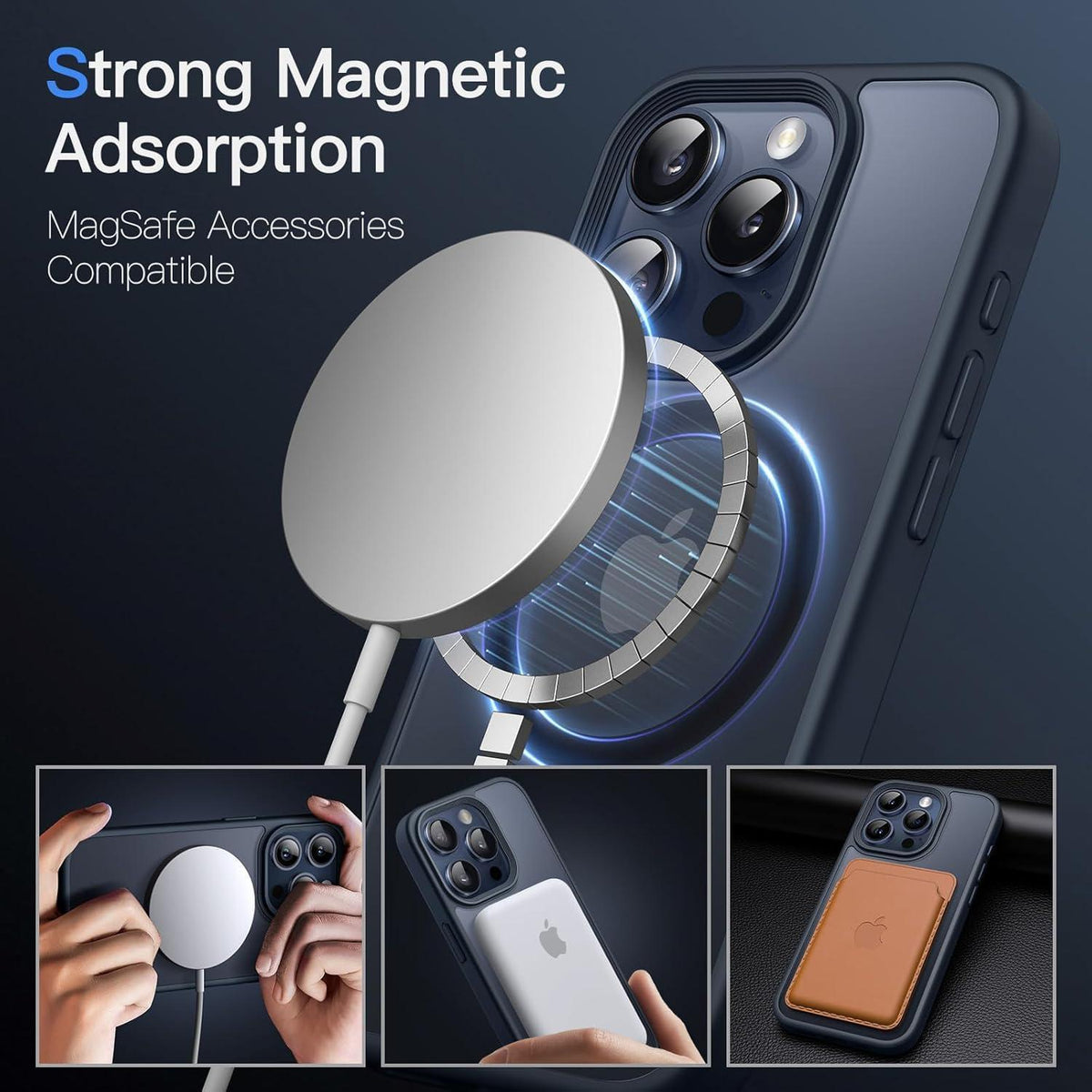 iPhone 15 Pro Hülle MagSafe matt durchscheinend blau stoßfest