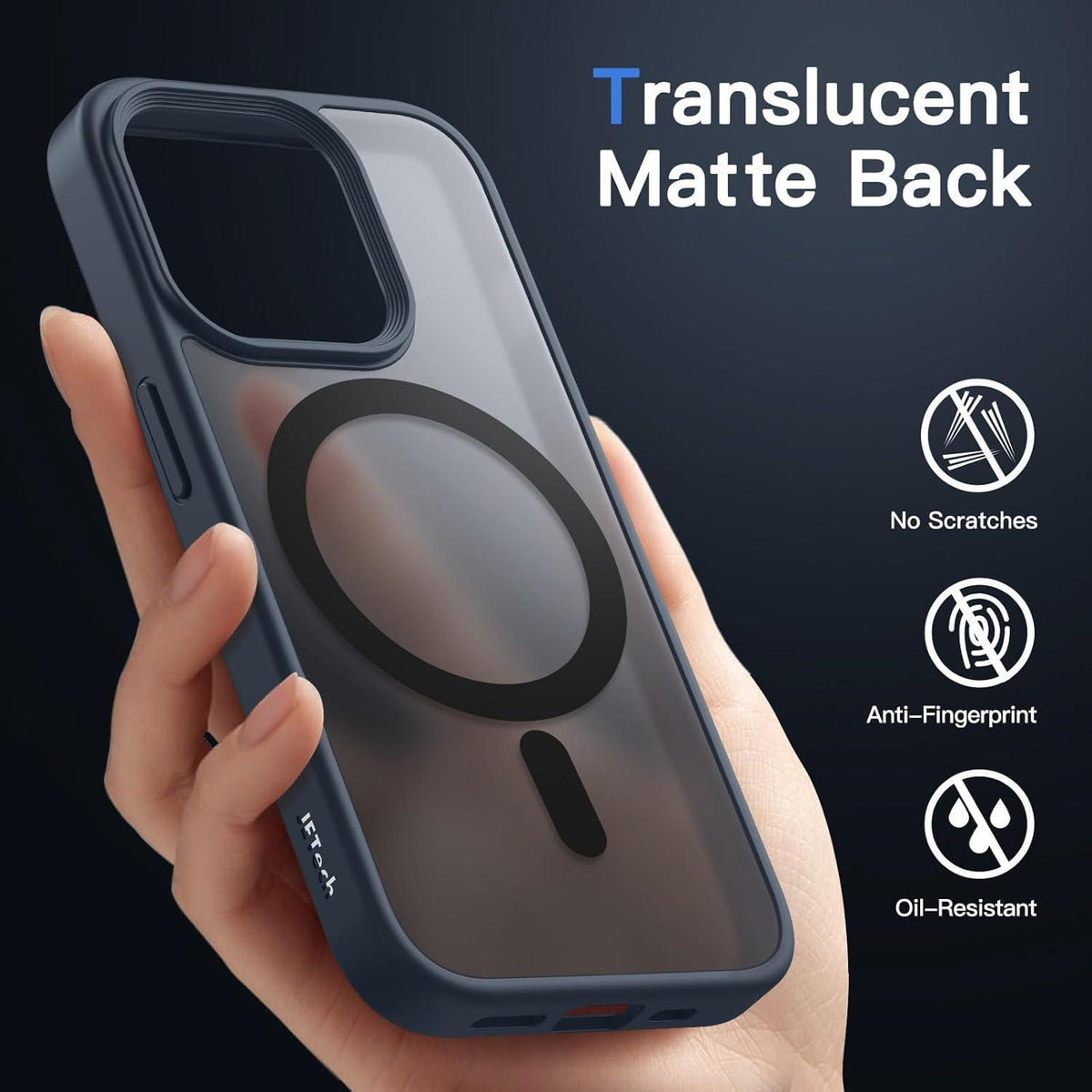 iPhone 15 Pro Hülle MagSafe matt durchscheinend blau stoßfest