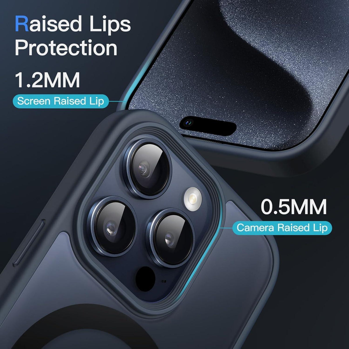 iPhone 15 Pro Hülle MagSafe matt durchscheinend blau stoßfest