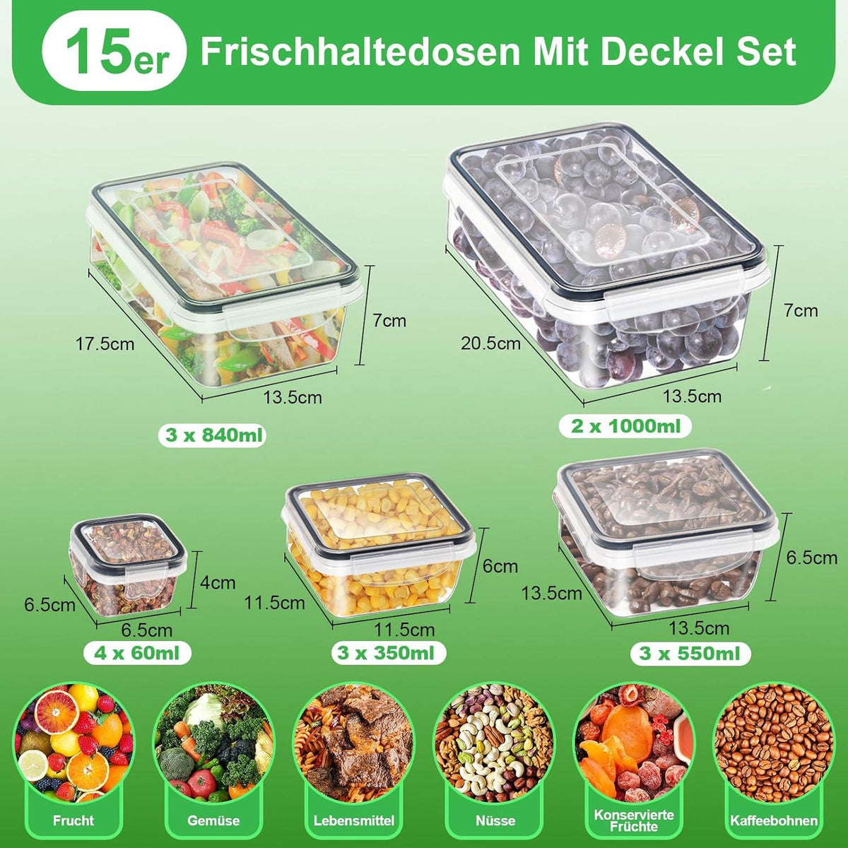 30-teiliges Tupperdosen Set Frischhaltedosen mit Deckel, Meal Prep