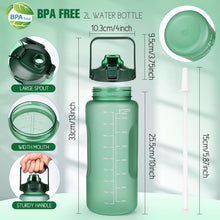 2L Trinkflasche mit Zeitmarkierung, Strohhalm & Lock