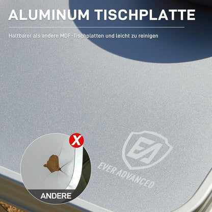Klapptisch Aluminium höhenverstellbar mit Stauraum 120x60cm