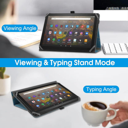 Universelle Tablettenhülle 10-11 Zoll - Blaues Marmordesign - Ständer Folio - Handschlaufe - Schutzhülle - Kompatibel mit Samsung Lenovo TECLAST