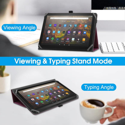 HoYiXi 10-11 Zoll Tablette Schutzhülle Fire Max 11 2023 - Violett - Ständer Folio & Handschlaufe - Samsung Lenovo TECLAST Android Tablet