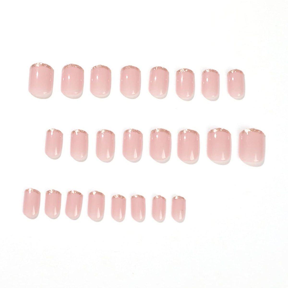 24er Pack Gold Glitzer Eckig Nägel Zum Aufkleben - Künstliche French Fingernägel Kurz - Kunstnägel für Frauen