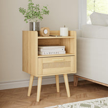 Nachttisch Rattan Beistelltisch Schublade Holz Beine Schlafzimmer