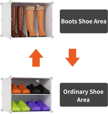 DIY Kunststoff Schuhschrank Staubdicht Tragbar Weiß 2x8